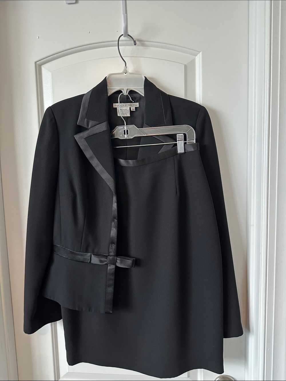 Maggy London Black Two-Piece Tuxedo Skirt Suit
